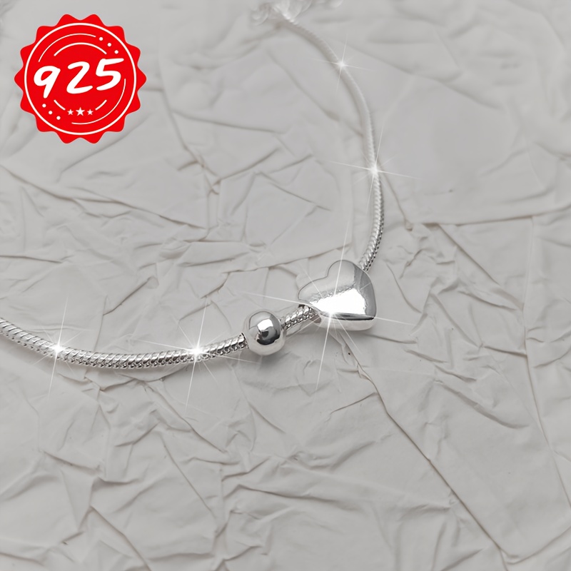 925 Silver Snake Bone Love Bead Bracelet for Women